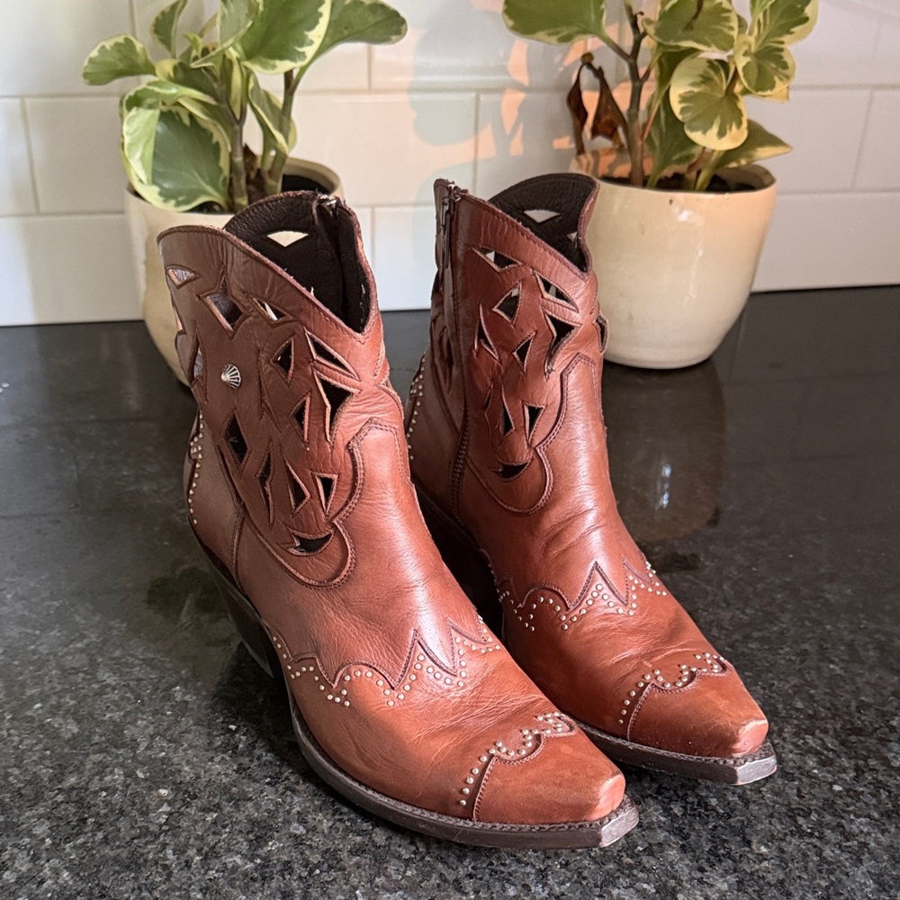 Old Gringo Brown Leather Cutout Ankle Booties - Picture 5 of 5